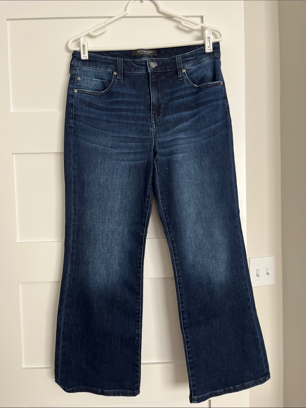Liverpool Women's Ankle Flare Jeans in Deep Blue Denim